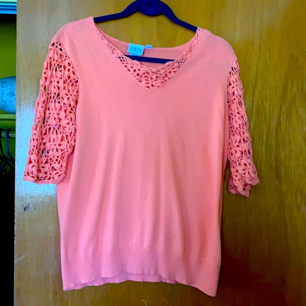 BFA Classics ladies sweater w/crocheted sleeves